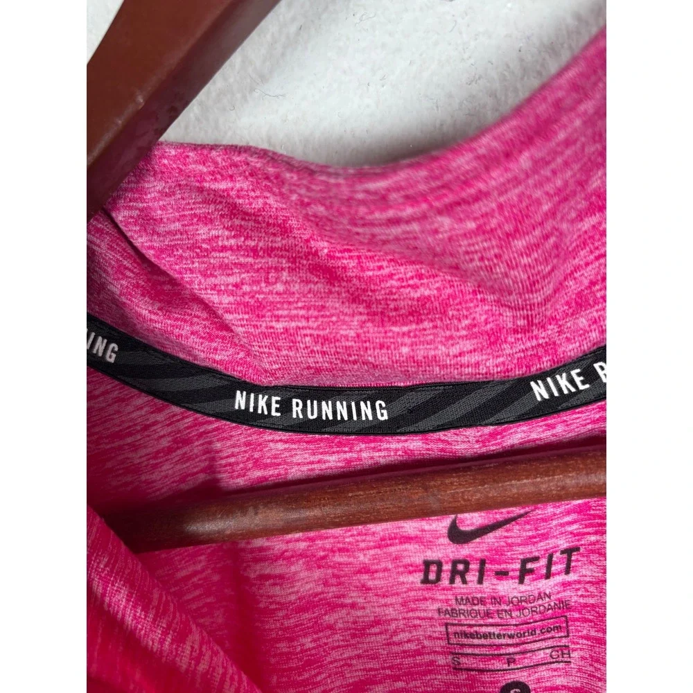 Nike Dri-Fit Pink Heathered Womens Small Long Sleeve Running‎ Quarter Zip Top